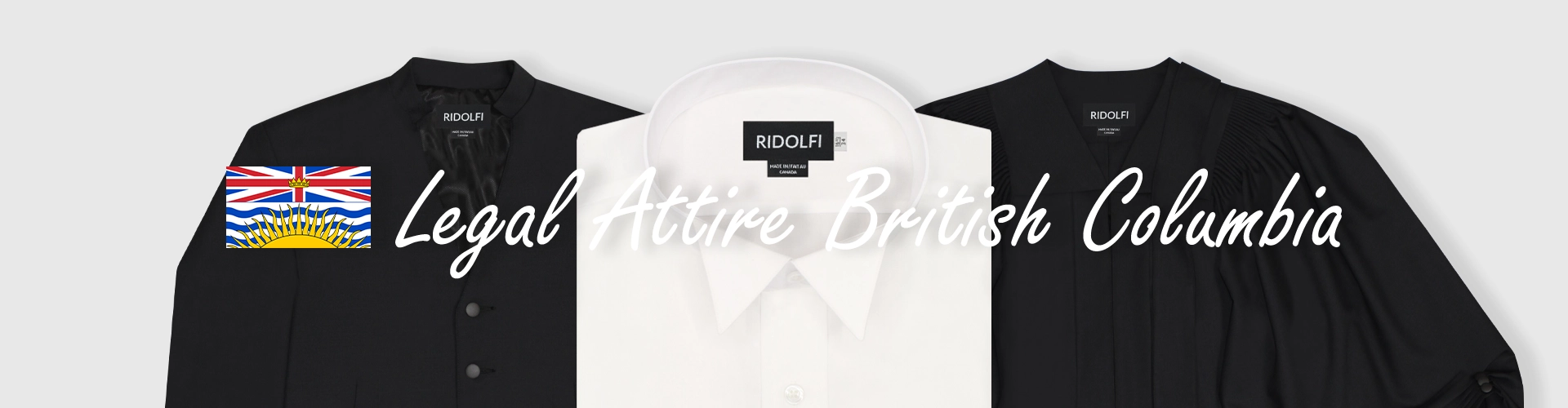 Legal attire British Columbia, Barrister robe, Barrister waistcoat, Barrister court shirt